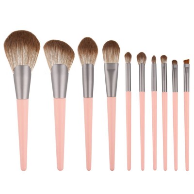 Premium Synthetic Foundation Face Powder Blush Cosmetic Eyeshadow Brushes Pink Wholesale Make Up 10 Piece Brushes