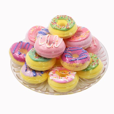 donuts hotel bath bomb colorful label customized bathtub bomb gift box OEM for personal cleaning and whitening skincare